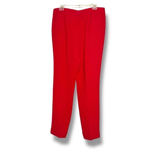 Lafayette 148 New York Red Crepe Clinton Cuffed Trouser Pants Women’s Size 8 - Picture 5 of 10